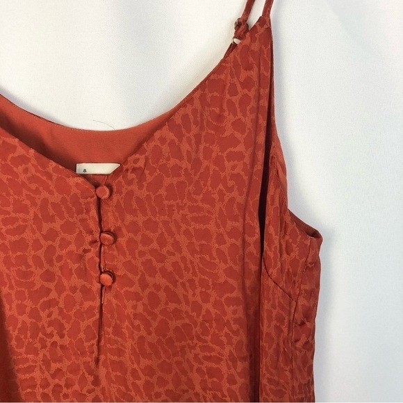 A New Day Orange Leopard Satin Henley Neck Cami Tank Top S - Picture 3 of 5